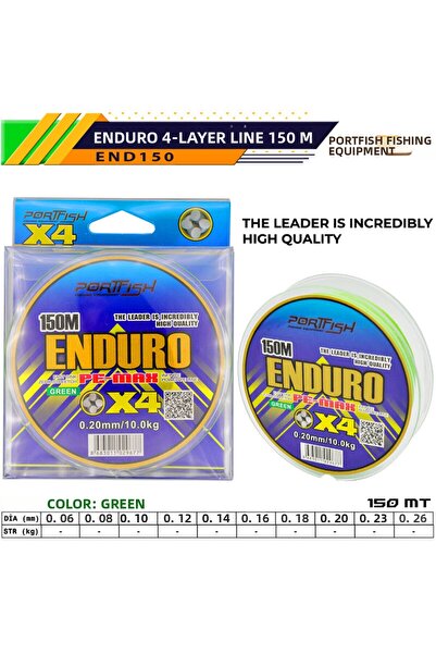 Port Fish خيط صيد بورت فيش إندورو 4 طبقات 150 متر أخضر 0.23