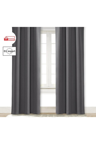Pyramid Home Blackout Blackout Curtain Anthracite Gray Color with Cornice The...