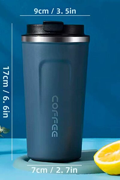 zozoya كوب ترمس من الفولاذ المقاوم للصدأ ذو طبقة مزدوجة بلون أزرق داكن 500 مل