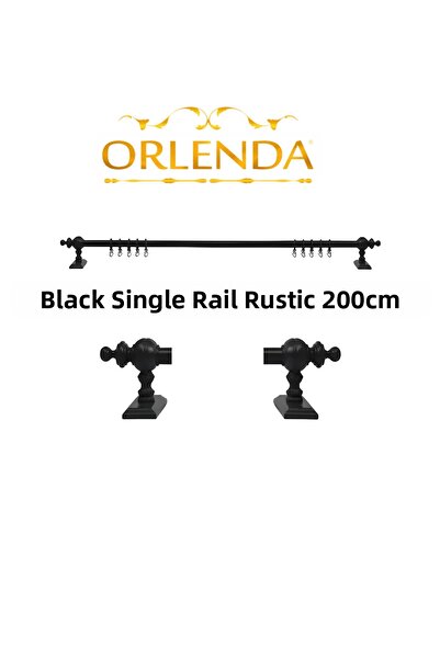 Orlenda Suport pentru perdele rustic din aluminiu cu cap din lemn, șină simpl...