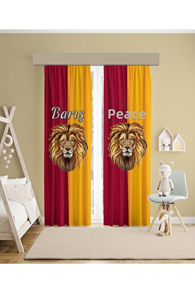 MASAL ODAM Двукрилна завеса за бебешка и детска стая с мотив на лъв