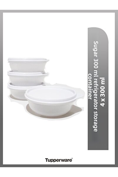 Tupperware حاوية تخزين ثلاجة كاندي 300 مل مكونة من 4 قطع باللون الأبيض