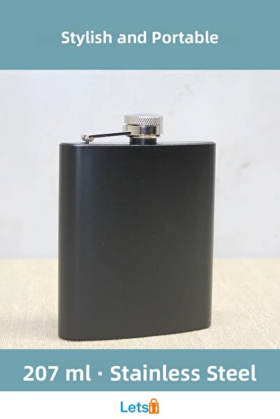 Letsii قارورة مياه سوداء أنيقة مصنوعة من الفولاذ المقاوم للصدأ سعة 7 أونصات