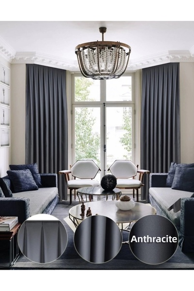 YS PERDE TASARIM Luxury Satin Blackout Sunshade Curtain High Quality Plain Un...