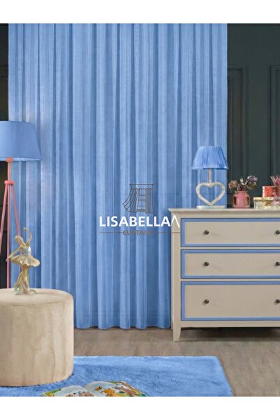 LisabellaHome Модерна гръцка завеса от прост тюл, бебешко синьо, детска стая ...