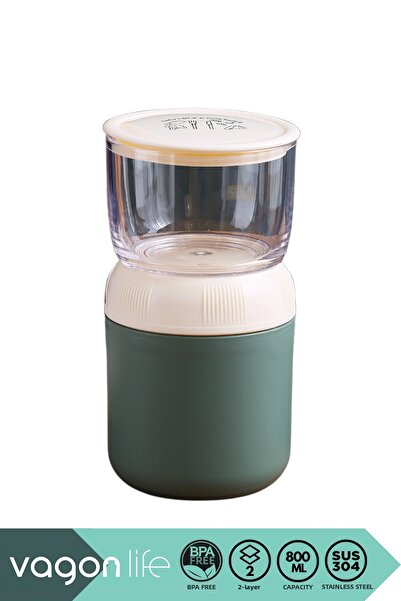 Vagonlife صندوق غداء صغير سعة 800 مل - مجموعة جديدة، طبقتين، مصنوع من الفولاذ...