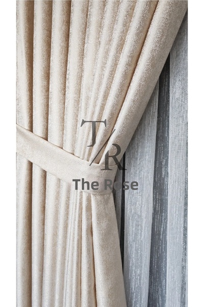 The Rose Завеса Lyra, бежова, единичен панел, плисирана, нов сезон, устойчива...