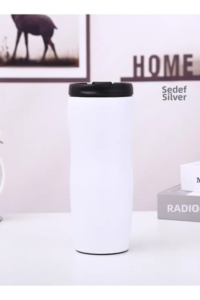 SEDEF SİLVER Double Layer 450 Ml Stainless Steel Coffee Tea Mug Thermos Cup