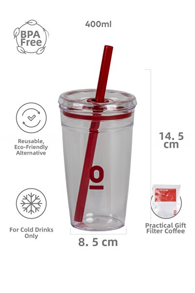 Espressolab Transparent Mini Glass with Straw 400 ml No:114