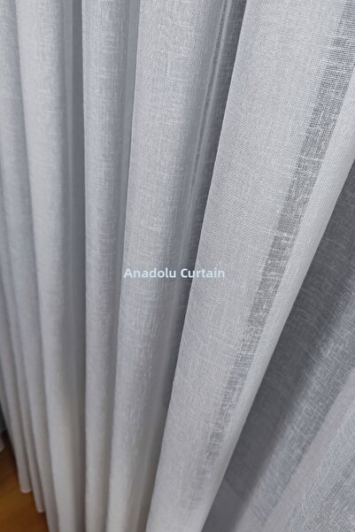 GLOMAR Cortina din tul de in Premium Original Natural Foldet 1/3 Pliuri strân...