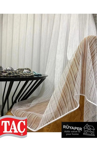 Taç Rüyaper Stripes - Cortina de tul cu pliuri înguste de greutate grea