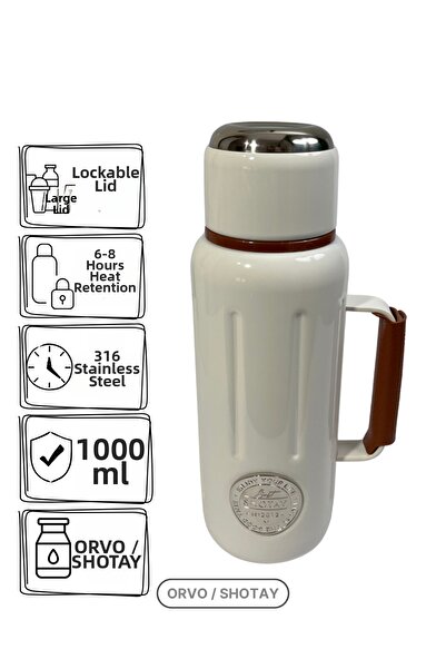 Shotay Retro 1 L 316 Steel Thermos – Long-Lasting Heat Preservation, Large Li...