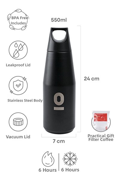Espressolab Stainless Steel Black Bottle Thermos 550 ml No:67