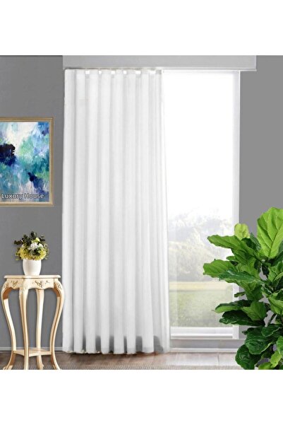 lüks House مظلة شمسية من الكتان الأبيض الفاخر - ستارة ملونة