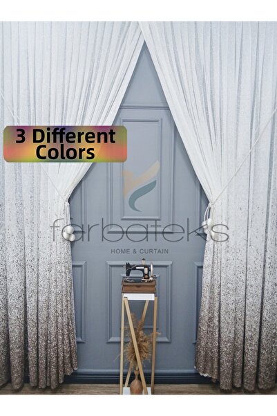 farbateks New Design Brown-Mink Sprinkled Tulle and Right/Left Set Tulle Back...