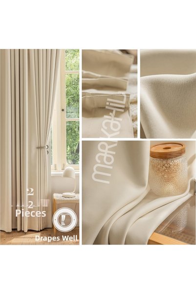 markahil home textile ستارة تعتيم كاملة من ماركاهيل، قطعتان من ستارة خلفية مقاومة للشمس