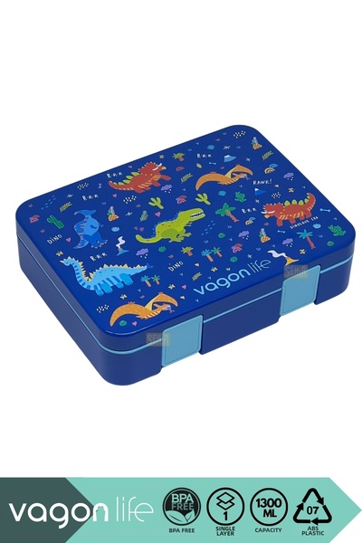 Vagonlife صندوق غداء بينتو سعة 1300 مل، مجموعة جديدة، طبقة واحدة، 4 أقسام، بل...