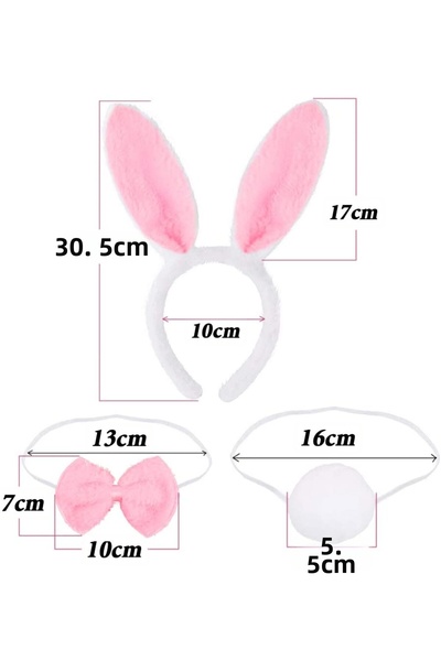 KAYAMU Rabbit Costume Set Crown Bow Tie Tail Pink Color (K0)