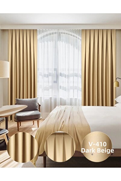 YS PERDE TASARIM Luxury Satin Blackout Sunshade Curtain High Quality Plain Un...