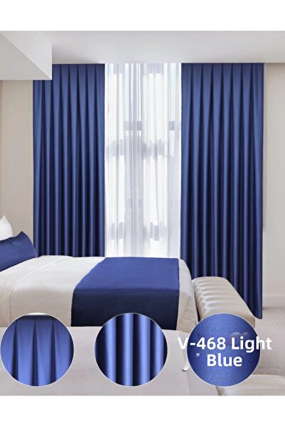 YS PERDE TASARIM Luxury Satin Blackout Sunshade Curtain High Quality Plain Un...