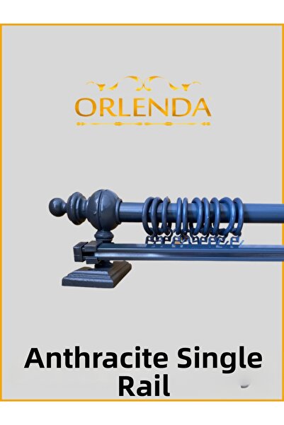 Orlenda Κρεμάστρα κουρτινών Anthracite Single Rail Ξύλινη Ρουστίκ 170 cm - Ru...