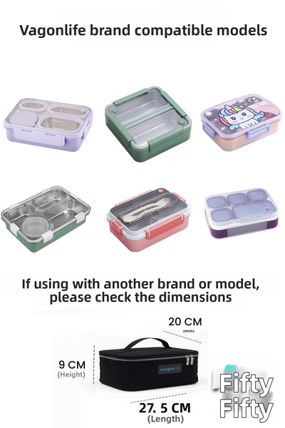 Vagonlife Heat Insulated Thermal Lunch Box Food Carry Thermos Bag Hot and Col...