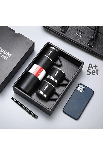 hediyeconcepti 500ml Gift Box Set Bottle With 2 Cups Double Layer Stainless S...