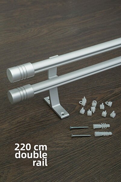 wenthi Suport pentru perdele cu șină dublă de 20 mm, metal rustic, gri mat, c...