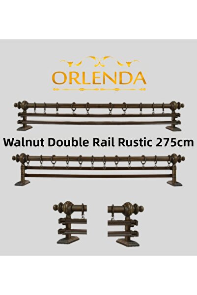 Orlenda Țeavă de aluminiu cu cap din lemn de nuc Umeraș rustic pentru perdea ...