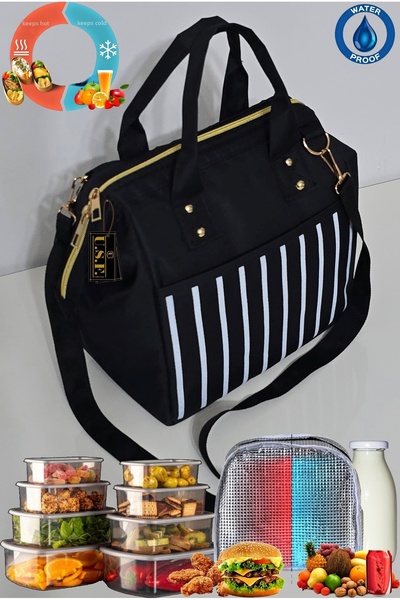 USF Hot and Cold Insulated Thermal Thermos Food Carrier Bag with Strap for Meals, Food, Nutrition, and Food Delivery