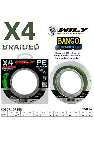 Wily بنجو 4 طبقات خيط صيد السمك 150 متر أخضر 0,14