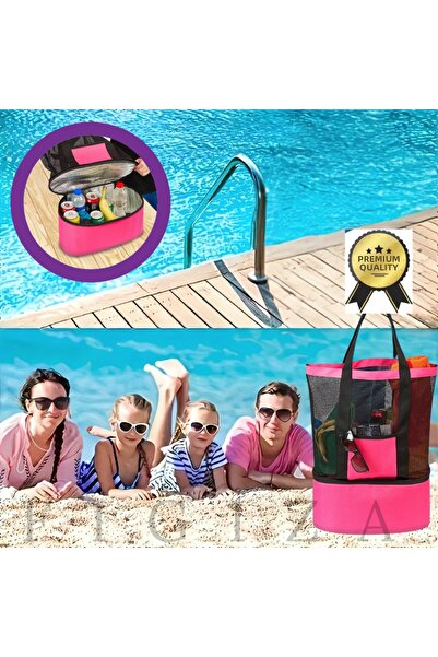 figiza Θερμός τσάντα παραλίας με δοχείο ψύξης και καταψύκτη (ροζ)