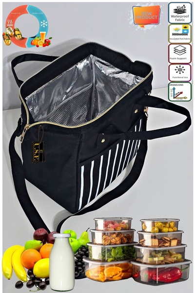 USF Hot and Cold Insulated Thermal Thermos Food Carrier Bag with Strap for Meals, Food, Nutrition, and Food Delivery