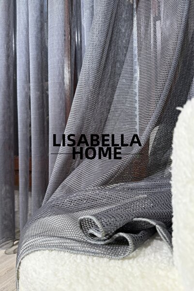 LisabellaHome Perdele din tul antracit Zerafet Işıltısı cu fundal tip fagure ...