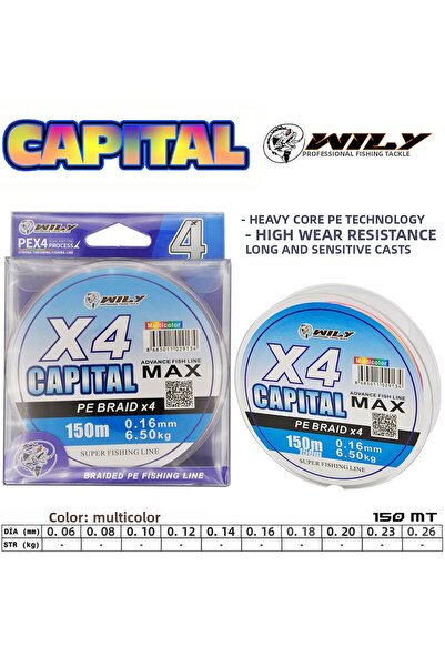 Wily Fir de pescuit Capital cu 4 straturi 150 m Multicolor 0,26