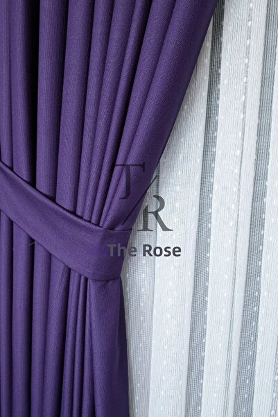 The Rose Linen Backdrop Curtain, Purple, Fabric Backdrop, Pleated, Belted, So...