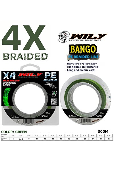 Wily Bango Fir de pescuit cu 4 straturi 300 m Verde 0.36 - 300 m