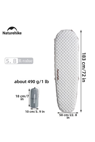 Naturehike مرتبة هوائية للتخييم من Mummy-L، 5.8 عالية القيمة R، خفيفة الوزن و...
