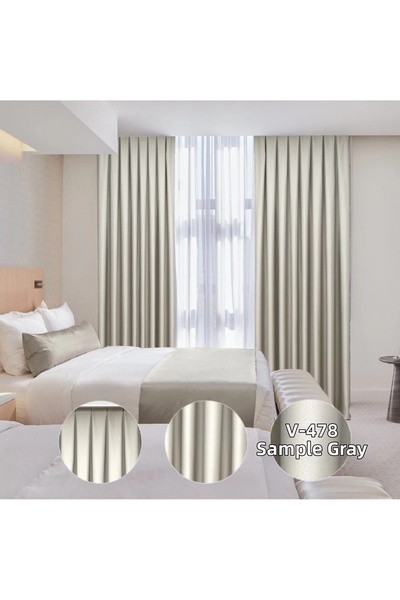 YS PERDE TASARIM ستارة تعتيم فاخرة من الساتان عالية الجودة بدون طيات بجناح وا...