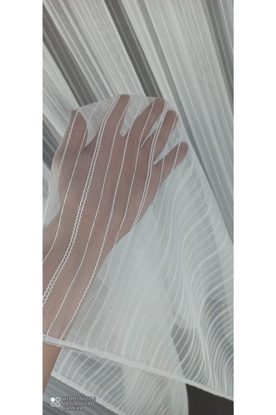 Taç Perdeaua din tul din in dungi - 1/2,5 pliuri