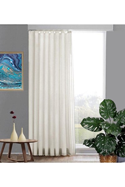 lüks House ستارة شمسية فاخرة من الكتان بلون كريمي