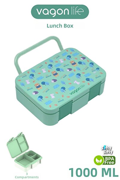 Vagonlife صندوق غداء للأطفال سعة 1000 مل، طبقة واحدة، مقاوم للتسرب، لا يتشكل ...