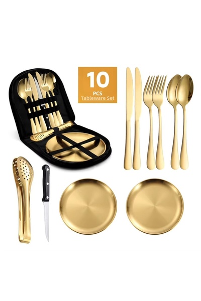 Partenya مجموعة التخييم والنزهات من الفولاذ المقاوم للصدأ مع حقيبة حمل فاخرة ...