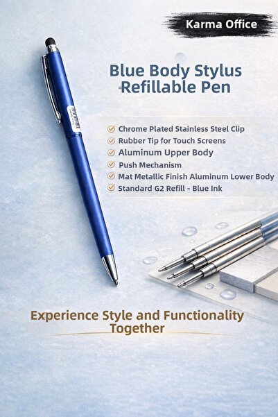 KarmaOfis Stylus Ballpoint Pen |   Blue Body |   Touchscreen Compatible Premi...