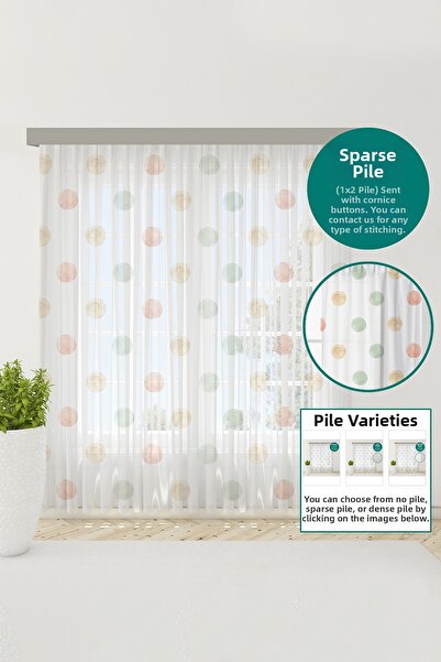 Bebemotto Soft Polka Dot Tulle Curtain, Baby Children's Room Tulle Curtain