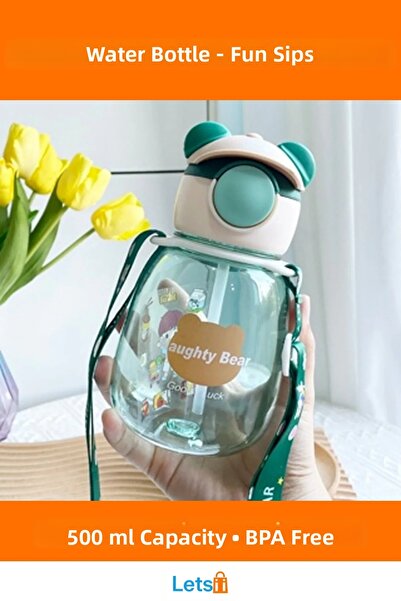 Letsii زجاجة مياه صحية مانعة للتسرب من ناشفيل تيدي بير سعة 500 مل