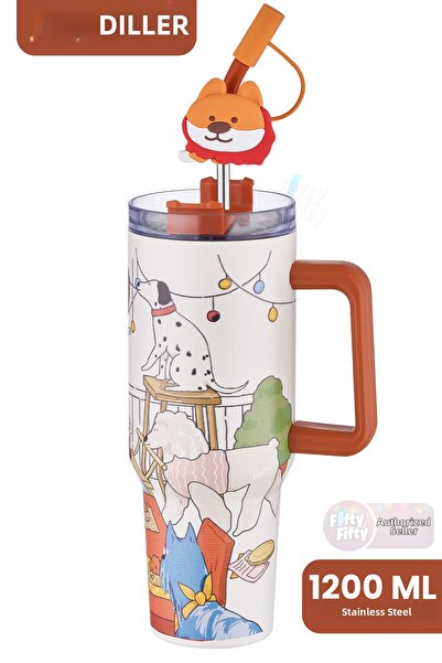 Vagonlife كوب ديلر كوينتشر 1200 مل من الفولاذ المقاوم للصدأ مع ماصة/مقبض مريح...