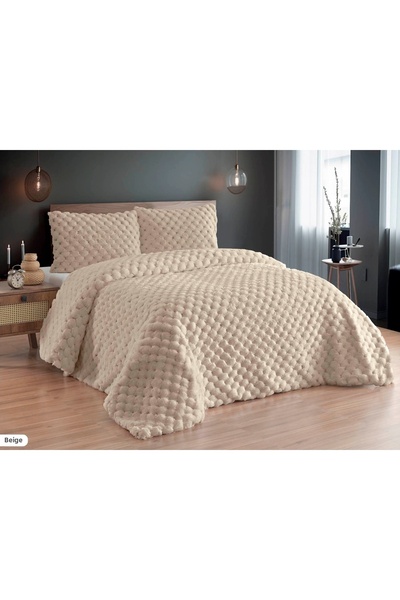 Merinos Diamond 3 Piece Cloud Fur Comforter Set 220X240 Beige
