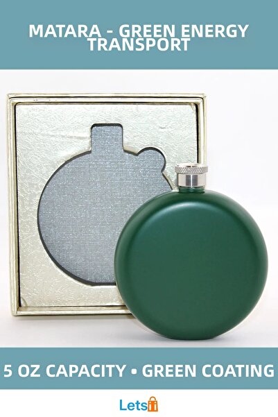 Letsii دورق دائري من الستانلس ستيل سعة 5 أونصة لون أخضر