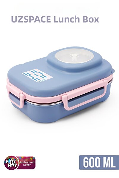 Uzspace 600 ml Soup Bowl - Stainless Steel Bento Lunch Box with Steel Spoon a...